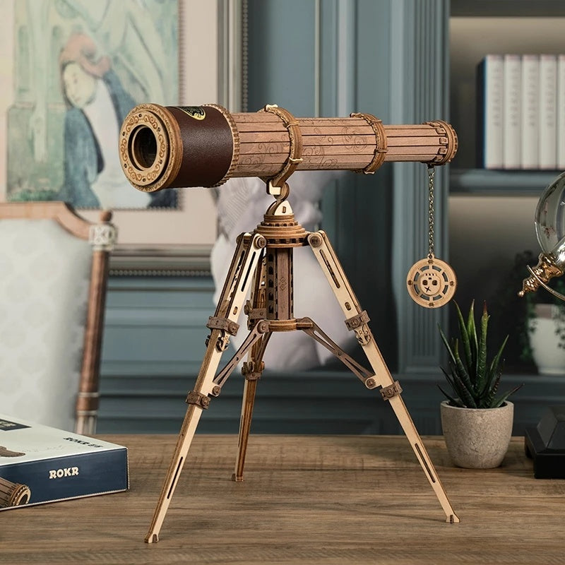 3D Wooden Puzzle Monocular Telescope – DIY Mechanical Model Kit for Kids, Teens & Adults