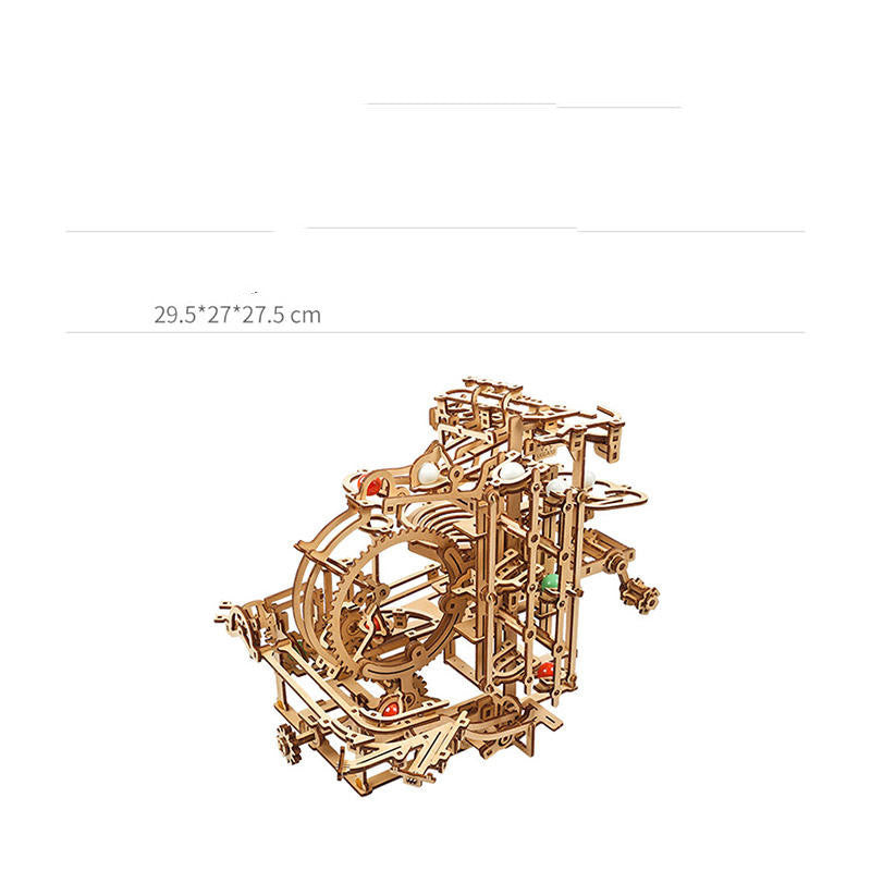 3D-Puzzleball-Stufenaufzugsbahn aus Holz – Murmelbahn-Bausatz zum Selbermachen für alle Altersgruppen