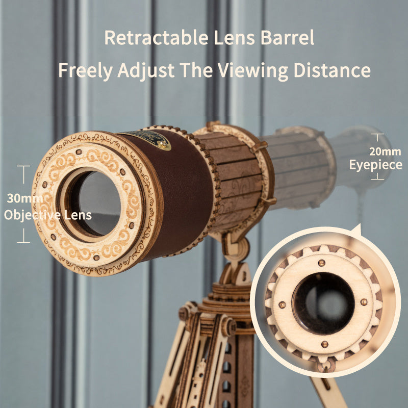 3D Wooden Puzzle Monocular Telescope – DIY Mechanical Model Kit for Kids, Teens & Adults