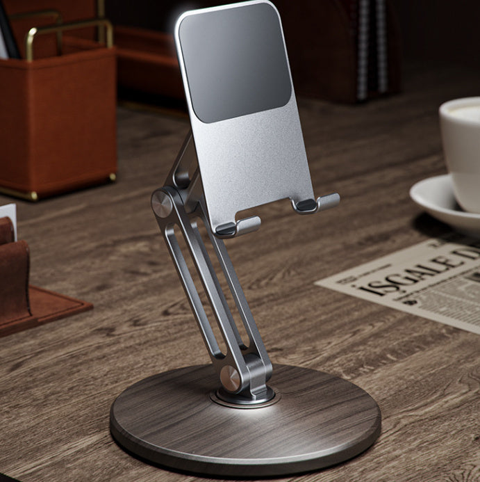 360° Rotating Wood & Aluminum Phone & Tablet Stand – Adjustable & Foldable for Ultimate Comfort