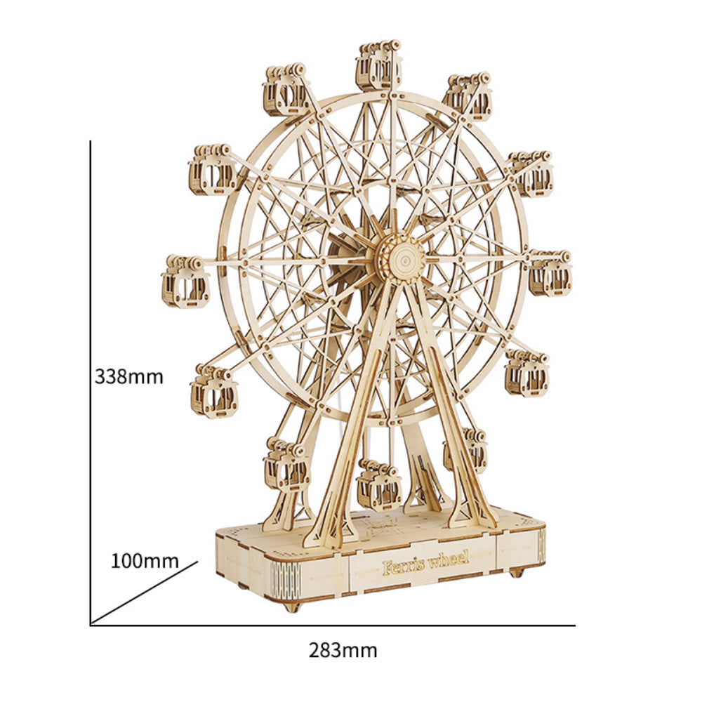 ️ Intricate 3D Wooden Puzzle Kit – Ferris Wheel & Owl Clock Models