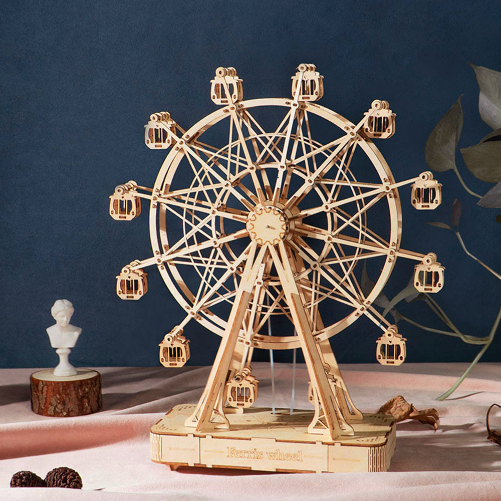 ️ Intricate 3D Wooden Puzzle Kit – Ferris Wheel & Owl Clock Models