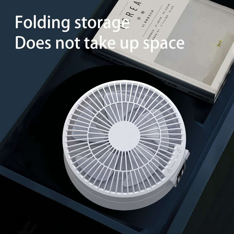 Rechargeable Folding Desk & Wall Fan with Remote – 2-in-1 USB Air Cooler + Warm Night Light, Ultra-Quiet & Portable