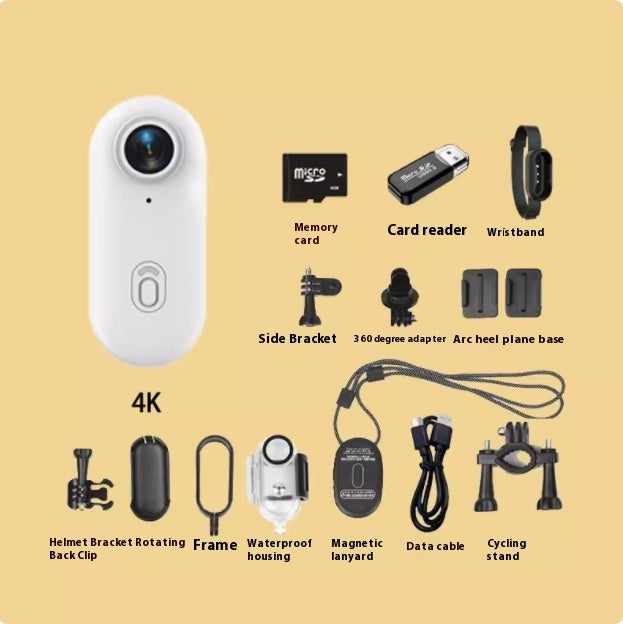 Mini 4K Action Camera – Wearable Waterproof Sports Cam for Helmet, Bike, Body Mounting | Hands-Free POV Recorder