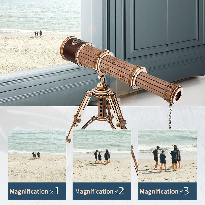 3D Wooden Puzzle Monocular Telescope – DIY Mechanical Model Kit for Kids, Teens & Adults