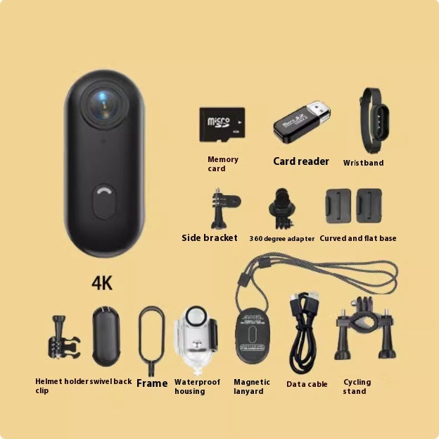 Mini 4K Action Camera – Wearable Waterproof Sports Cam for Helmet, Bike, Body Mounting | Hands-Free POV Recorder