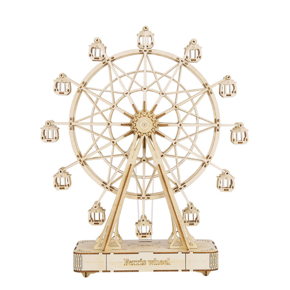 ️ Intricate 3D Wooden Puzzle Kit – Ferris Wheel & Owl Clock Models