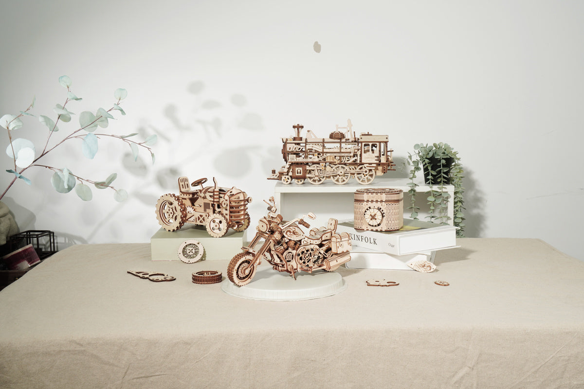 3D Wooden Cruiser Motorcycle Puzzle – 420-Piece DIY Mechanical Model Kit with Spring Drive (Perfect Gift for Adults & Teens)
