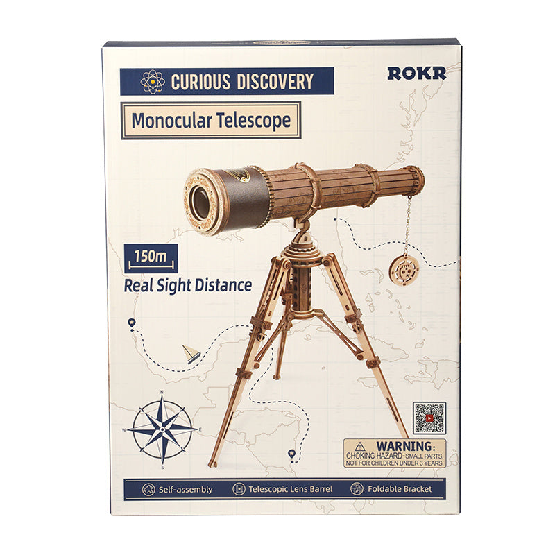 3D Wooden Puzzle Monocular Telescope – DIY Mechanical Model Kit for Kids, Teens & Adults