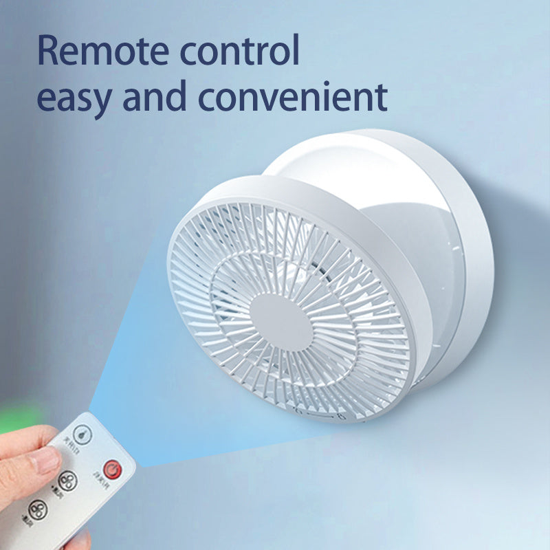 Rechargeable Folding Desk & Wall Fan with Remote – 2-in-1 USB Air Cooler + Warm Night Light, Ultra-Quiet & Portable
