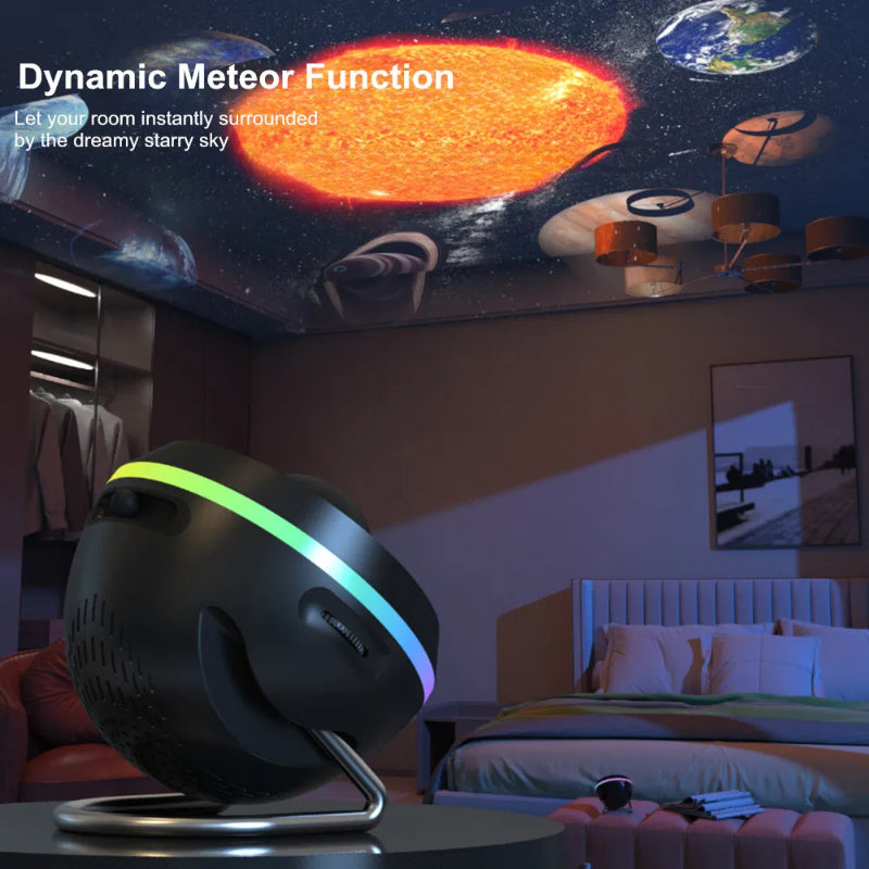 Dynamic Meteor Galaxy Projector – 13-in-1 Planetarium Light with Rotating Space Effects & Replaceable Film for Kids and Home Decor