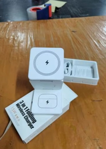 Magnetic 15W Foldable 3-in-1 Wireless Charging Station for iPhone, Apple Watch, and AirPods