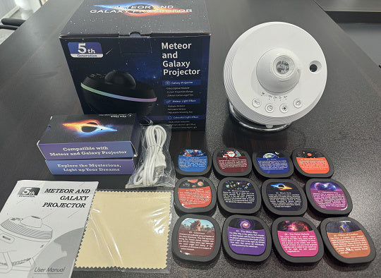 Dynamic Meteor Galaxy Projector – 13-in-1 Planetarium Light with Rotating Space Effects & Replaceable Film for Kids and Home Decor