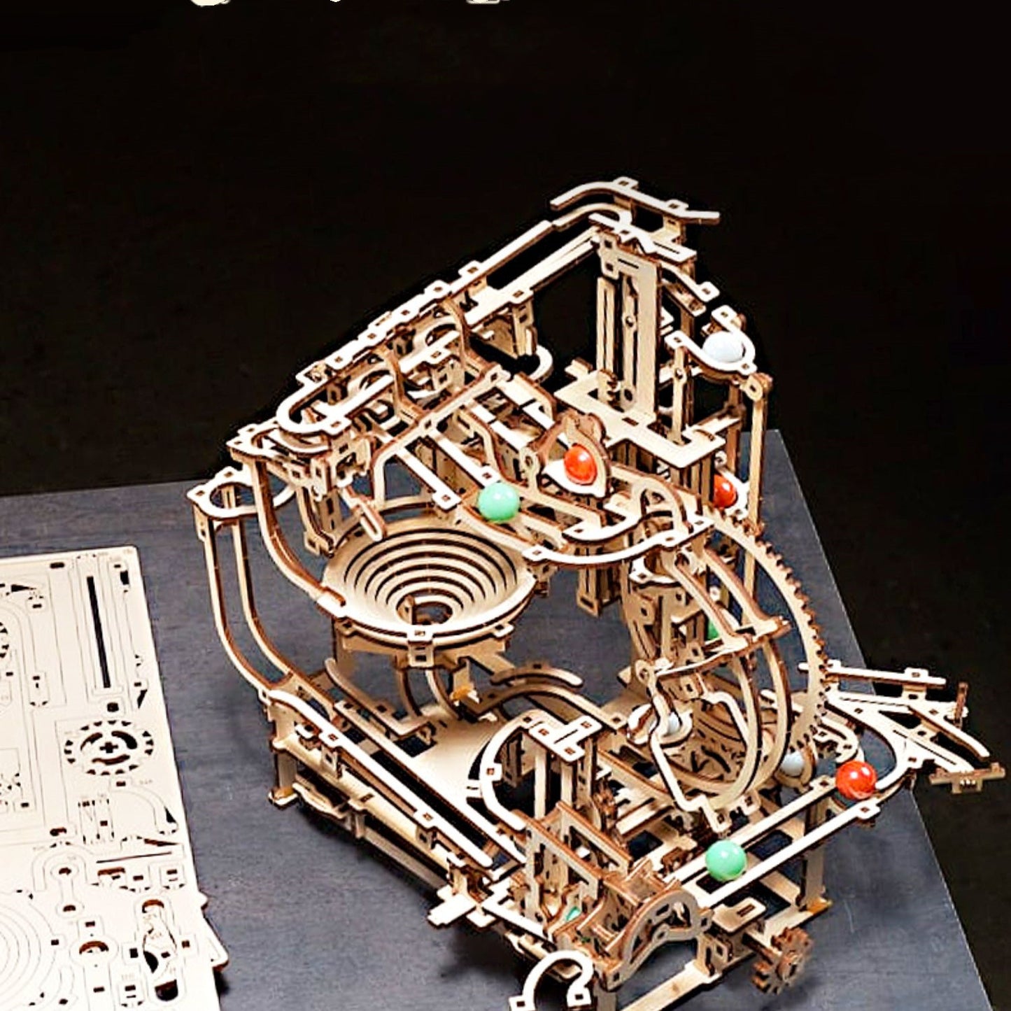 3D-Puzzleball-Stufenaufzugsbahn aus Holz – Murmelbahn-Bausatz zum Selbermachen für alle Altersgruppen