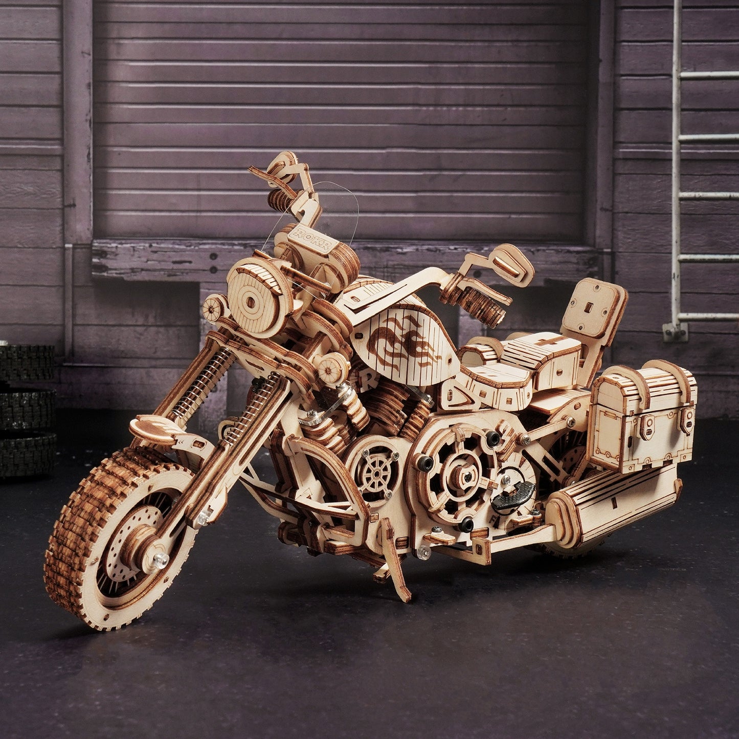 3D Wooden Cruiser Motorcycle Puzzle – 420-Piece DIY Mechanical Model Kit with Spring Drive (Perfect Gift for Adults & Teens)