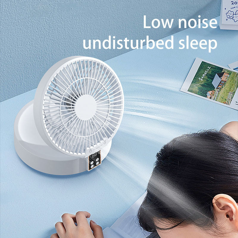 Rechargeable Folding Desk & Wall Fan with Remote – 2-in-1 USB Air Cooler + Warm Night Light, Ultra-Quiet & Portable