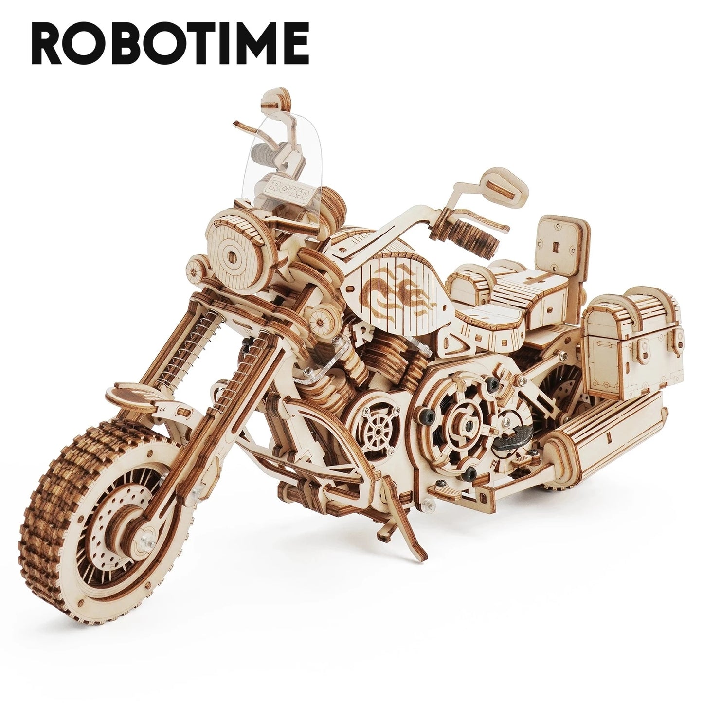 3D Wooden Cruiser Motorcycle Puzzle – 420-Piece DIY Mechanical Model Kit with Spring Drive (Perfect Gift for Adults & Teens)
