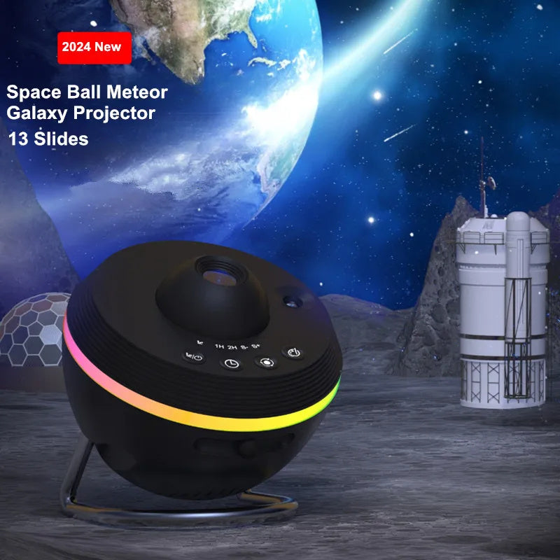 Dynamic Meteor Galaxy Projector – 13-in-1 Planetarium Light with Rotating Space Effects & Replaceable Film for Kids and Home Decor