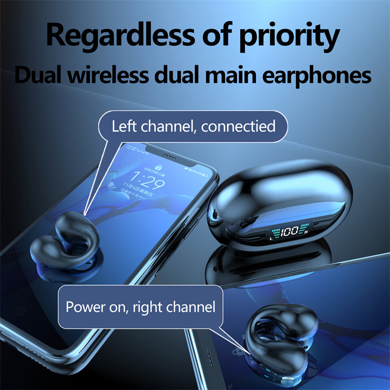 Bone Conduction Headphones – Bluetooth 5.3 Wireless Ear Clip Earbuds for Sports & HIFI Sound