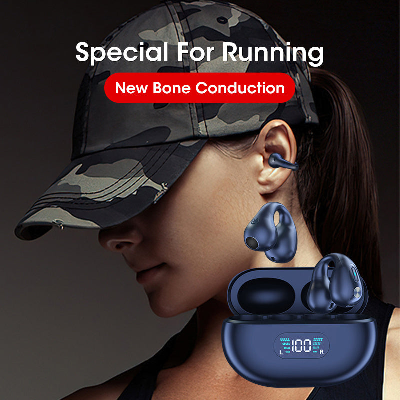 Bone Conduction Headphones – Bluetooth 5.3 Wireless Ear Clip Earbuds for Sports & HIFI Sound